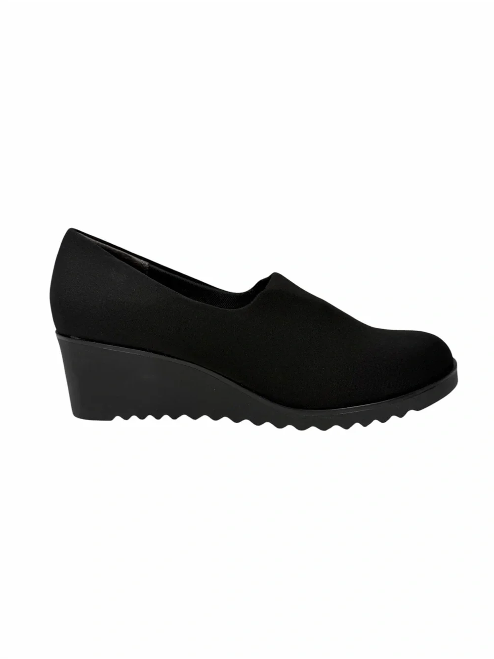 LifeStride Women's Ziva Round Toe Wedge Shoes Black Knit Fabric Size 8W